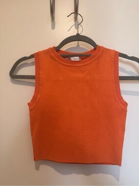 Zara Vibrant Orange Ribbed-Neck Knit Tank